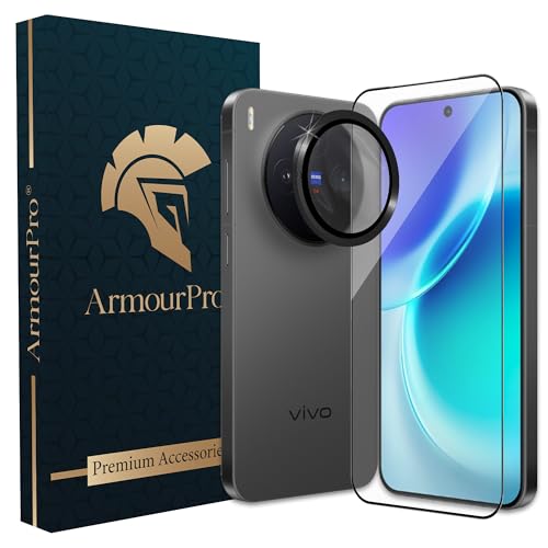 Image of ArmourPro Edge to Edge Tempered Glass for Vivo X300 with Black Camera Ring Guard, 9H Screen Protector, Anti-Scratch, Anti-Fingerprint, Bubble-Free Installation Kit