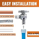 SUNAGATOR 12-pak kątowy zawór odcinający Pex A, rozszerzenie 1/5.1 cm Pex A x kompresja 3/20.3 cm, zawór odcinający z chromowanego mosiądzu 1/4, ASTM F1960 TYLKO do rur Pex-A