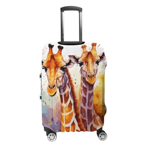 Housse de valise résistante aux rayures motif aquarelle girafes simple et généreuse