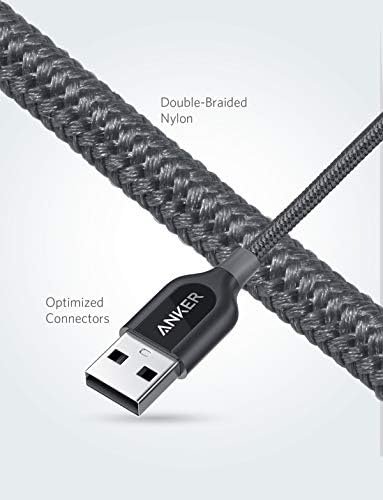 USB Type C Cable, Anker [2-Pack 6ft] Powerline+ USB-C to USB-A, Double-Braided Nylon Fast Charging Cable, for Samsung Galaxy S10/ S9 / S9+ / S8 / S8+, iPad Pro 2018, MacBook and More(Gray)