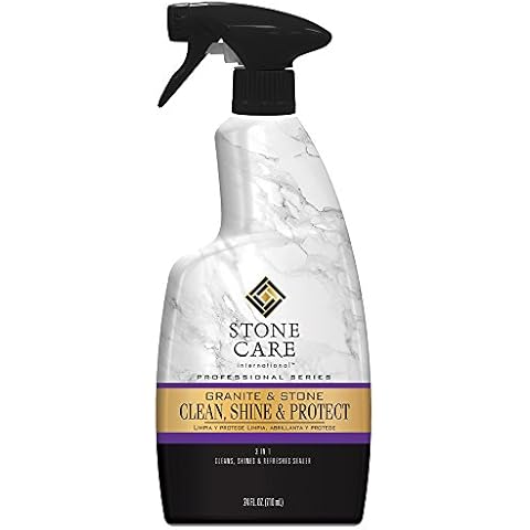 Stone Care International Granite Clean, Shine & Protect - Cleans Polishes & Protects Stone, Granite, Quartz, Marble, Limestone and Travertine Slate Surfaces, White, 24 Fl oz Cover