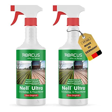 ABACUS Grünbelagentferner & Algenentferner gebrauchsfertig für die Entfernung von Grünbelag und Algen Nell Ultra 2 x 750 ml (7283) Cover