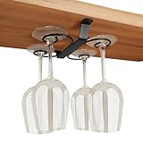 Soporte para copas de vino, estante debajo del gabinete con 4 ganchos, solución de almacenamiento que ahorra espacio para cocina y restaurante