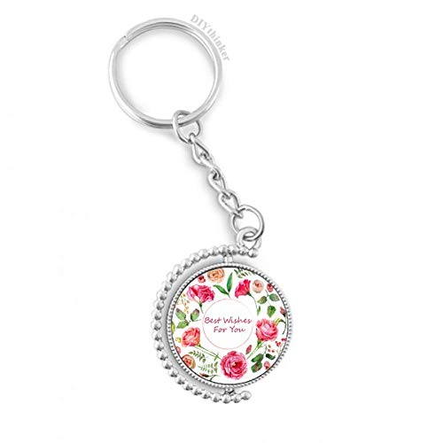 Porte-clé rotatif fleurs de roses rouges pour sublimer vos clés de maison et sacs au quotidien