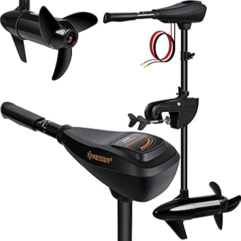 KESSER® Elektromotor führerscheinfreier Bootsmotor-elektrisch Boot Außenbordmotor 8 Gänge: 5 Vorwärts + 3 Rückwärts Elektro-Motor (Schub: 50lbs / 564W / 222,5N) Höhenverstellbar 90° kippbar, Schwarz Cover