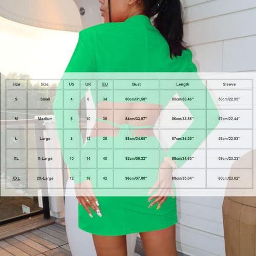 HGps8w Women's Sexy Cutout Waist Blazer Dresses, Double Breasted Long Sleeve V Neck Suit Jacket Mini Dress3