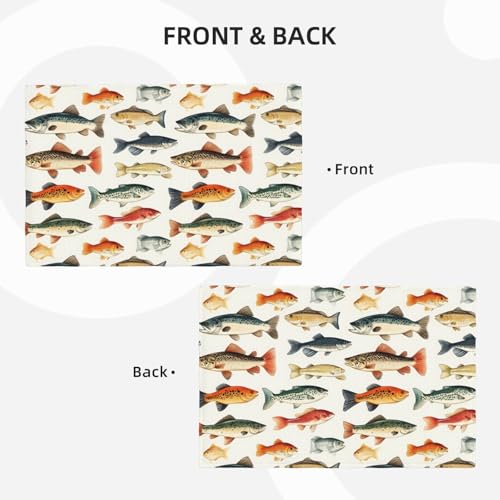 Sets de table double résistant chaleur : lot de 4 protections lavables poisson