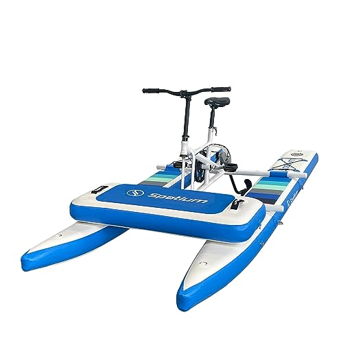Spatium Fishing Water Bikes,Pedal Drive Inflatable Boat Water Bike Inflatable Float Adults & Youth Fishing/Cruise on Water Inflatable Pontoon Boat,Inflatable Pedal Drive Water Bikes More Stable+Mat