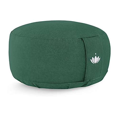 Lotuscrafts Cojin Meditacion Yoga Lotus - Altura 15 cm - Relleno de Espelta - Cubierta en Algodon Lavable- Zafu Meditación - Cojin Suelo Redondo - Cojin Yoga - Meditation Cushion - Certificado Gots