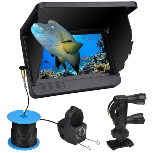 Waterproof Fish Finder Camera with Enhanced Low-Light Vision,Ultra-Wide Lens Underwater Fish Finder for Ice, Lake Offshore Angling, IP68 Waterproof Underwater Camera for Fishing, 7-Inch Display