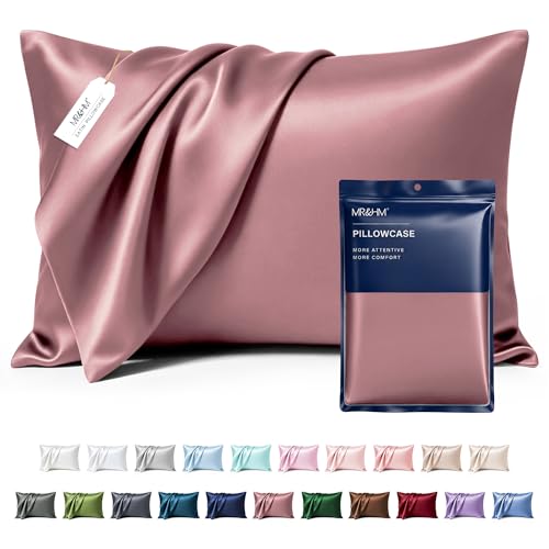 Image of MR&HM Satin Pillowcase for Hair and Skin, Silk Satin Pillowcase 2 Pack, King Size Pillow Cases Set of 2, Silky Pillow Cover with Envelope Closure (20x36, Rose Taupe)