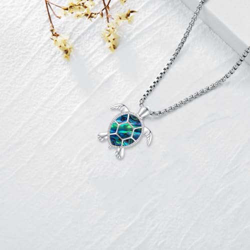 Animal Necklace Sterling Silver Turtle/Wolf/Phoenix/Cat Necklace for Women Opal Abalone Shell Turquoise Animal Jewelry2