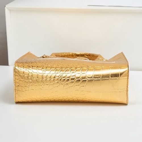 Gold crossbody bags for women，Metallic Crocodile Print Double Handle Satchel Shoulder Bag Purse4