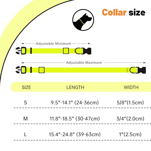 Image of Waterproof Dog Collar, Easy to Clean Rubber Dog Collars with Quick Release Buckle Fits Small Medium or Large Dogs (Yellow, S < 9.5-14.1 inch)