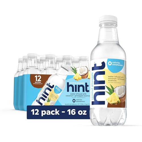 Image of Hint Fruit-Infused Bottled Water, Coconut Pineapple - Sugar Free Flavored Water with Zero Calories, Naturally Flavored, and No Artificial Sweeteners - 16 Fl Oz (Pack of 12)