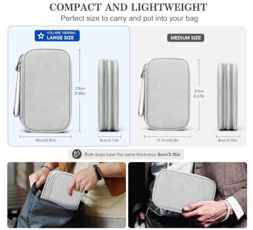 Image of SaleOn Portable Storage Organizer for USB Cable, Earphone, Power Bank,Charger, Hard Disk & Digital Gadgets (Light Grey, 9x6 Inch)