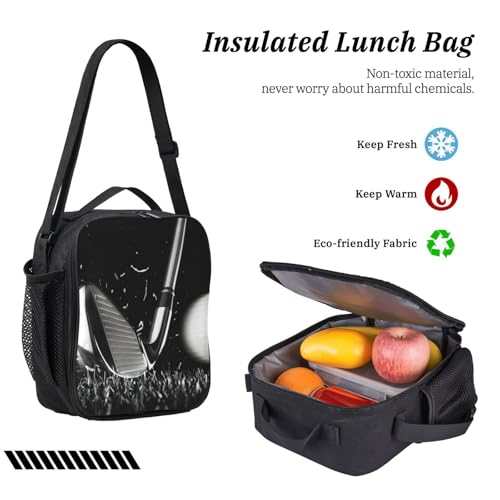 Mochila escolar de golf negra en set de 3 piezas con lonchera y estuche para lápices talla única 6