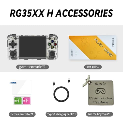 Image of RG35XX H, Anbernic Retro Handheld Gaming Console with 64GTF Card, Dual Joystick Design 3.5-inch HD Screen Lasts up to 8 Hours High-Capacity Battery for Better Experience (64G White)