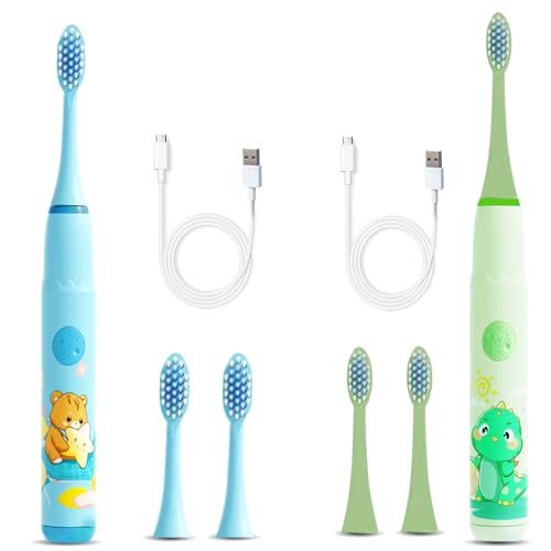 Image of Sonic Electric Toothbrush for Adults with 3 Brush Heads & 4 Cleaning Modes, Rechargeable Electric Toothbrush with 2 Minute Timer & 18000 Strokes /min with 30 days Long Battery Life (Blue, Green)