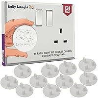 Plug Socket Covers UK for Baby Proofing - Tight Fit Waterproof Wall Socket Protector Set for Indoor Outdoor Use, White Electric Socket Cover for Child Safety by BaBy Laughs