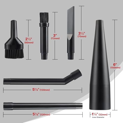 Image of Shop-Vac Micro Cleaning Nozzle Kit, 1-1 /4 inch Vacuum Attachments, 6 Pieces | Detailed-Cleaning Attachments for Compact Wet Dry Shop Vacuum, Storage Bag Included
