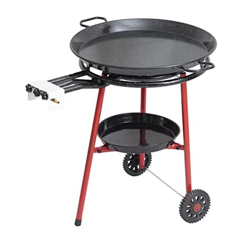 Mabel Home Paella Pan + Paella Burner and Stand Set + Complete Paella Kit Up to (3 size - 8 & 14 and 20 Servings) (26 inch - 20 Serving) Cover