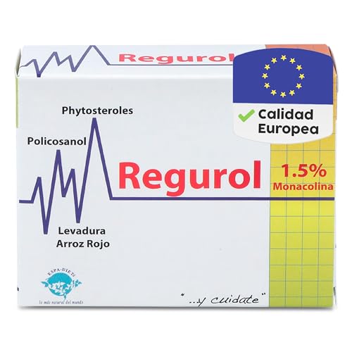 Espadiet Regurol Pastillas Colesterol Naturales con Levadura de Arroz Rojo, Policosanol, Coenzima Q10, Pimienta Negra – Complemento para Regular Colesterol y Salud Cardiovascular – 45 Cápsulas
