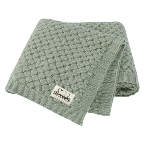 mimixiong Baby Blanket Knitted Soft Swaddling Receiving Baby Blankets for Crib Stroller Sage Green 40x30 Inch Cover