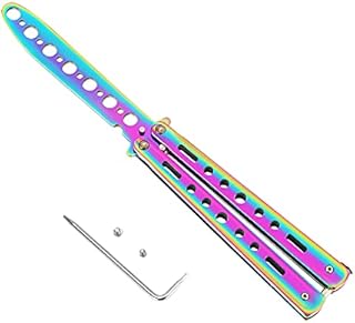 Butterfly Knife, Practice Knives, Trainer Martial Arts Practice Swords, Steel Metal Folding Knife Training Knife Tool Unsharpened（Knife）