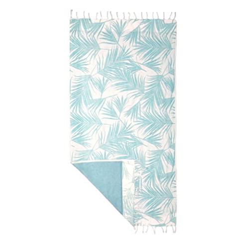 B&C fabrics Toalla Pareo de Playa 100% algodón, Reverso con Rizo Tropical Azul 90x170 cm