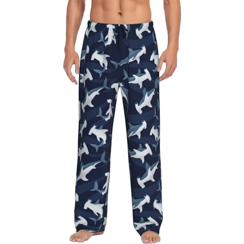 Mens Pajama Pants Bottoms With Pockets- Cartoon Cute Hammerhead Shark Soft Men Lounge Pants, Comfy Mens Pj Pants4