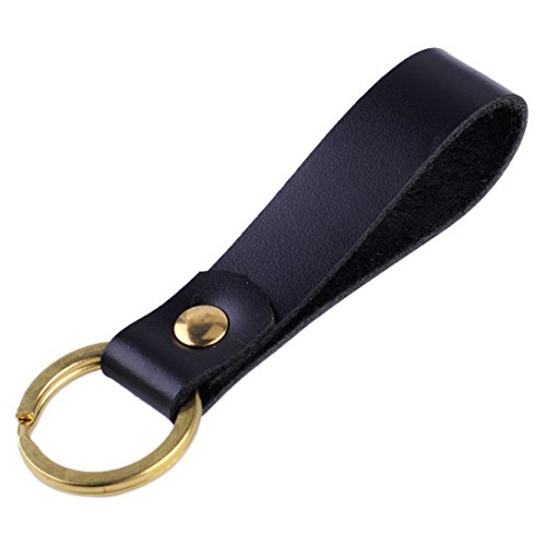 Eastar Negro y Oro Correa de Cuero Cobre Bucle Llavero Llavero Llavero Llavero Cintura Accesorios