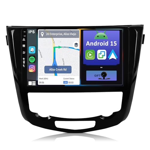 YUNTX 【2+64G】Android 15 Car Stereo Fit for Nissan X-Trail Qashqai j11 Rouge 2014-2018-[Built-in CarPlay/Android auto/GPS]- Camera-IPS 2.5D 10.1”Touchscreen-MirrorLink/Bluetooth 5.0/SWC/WiFi/FM