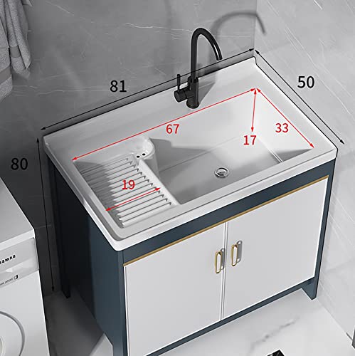 Évier de cuisine céramique 80 cm évier commercial à un compartiment - 8