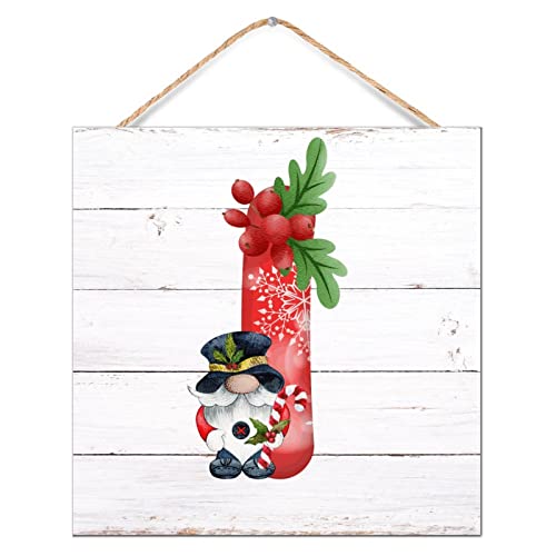 Décoration murale moderne en bois salon - Lettre I motif Père Noël