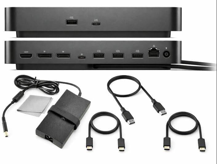 Image of Dell Pro Smart Dock SD25 Bundle - USB C Docking Station with 130W Charging + HDMI Cable, USB C Cable, DisplayPort Cable + Cleaning Cloth, Multi-Display Support, 2.5GbE Ethernet, Black