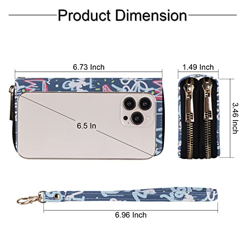 Image of XEYOU Double Zipper Long Clutch Wallet Cellphone Wallet for Women with Removable Wristlet Strap for Credit Card, Cash, Coin, Bill