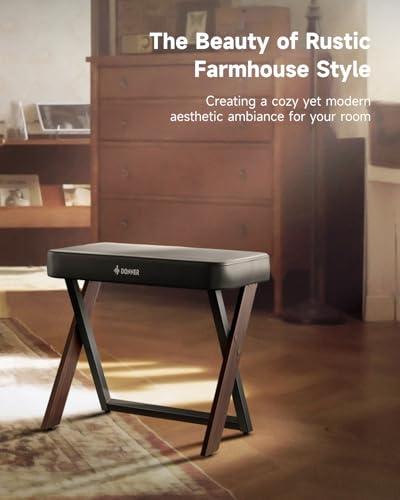 Donner Piano Bench DKB-300 Home Style Keyboard Stool with Thick Padding, Metal Keyboard Seat Piano Chair with Cushion, Walnut Wood Color - image 3