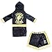 Boys Boxing Champion Costume Hooded Boxing Robe Set Kids Halloween Fancy Dress (Black Robe + Shorts, M)