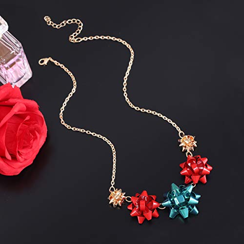 Gift Bow Necklace Christmas Bow Collar Necklace Xmas Jewelry Gift Red Green Bows4