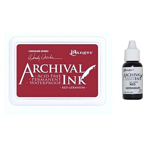 Ranger Wendy Vecchi Archival Red Geranium Permanent Dye Ink Stamp Pad & Re-Inker