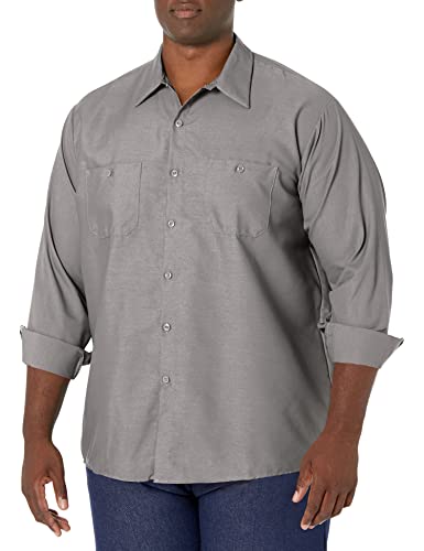 Image of Red Kap Men's Long Sleeve Industrial Work Shirt | Moisture Wicking Button Up, Wrinkle Resistance Fights Fading & Stains