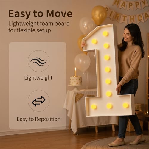 Image of Marquee Numbers 4 Feet Tall Large Light Up Numbers 27th Birthday Decorations Big Warm White Light Outdoor Anniversary Decorations Balloon Arch Kit Party Backdrop 27