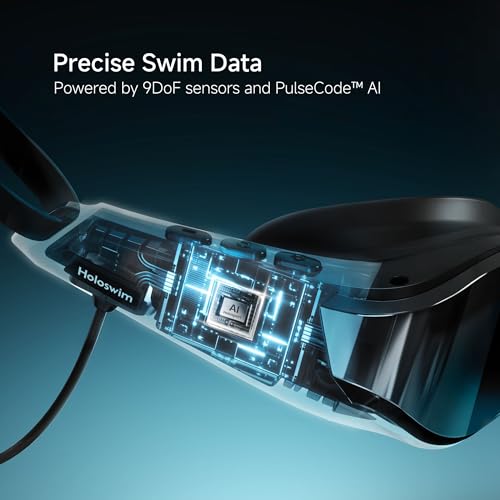 Image of SollaWave AI Music Smart Goggles Swimming Headphones, Real-Time Voice Feedback + 4GB MP3 Player, 9-Axis Motion Tracking Swimming Earbuds, IP68 Waterproof Headphones for Swimming with App & AI Analysis
