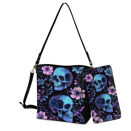 Image of Bucket Crossbody Bag Set for Women Lady, Leather Purse and Wallet Set Large Bucket Bag with Wallet