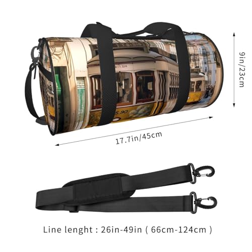 Travel Duffle Bag Weekender Bags for Men Women with Shoe Compartment Large Capacity Weekender Overnight Bag Lisbon Tram Carry On Tote Bags Sport Gym Bag for Travel Yoga, Black, One Size2