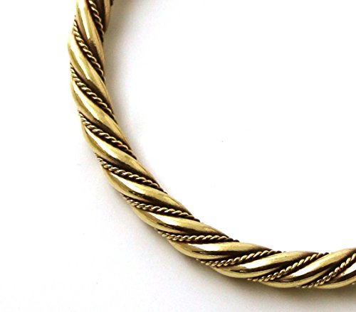 Lynnaround Bronze Norse Viking Fenrir Wolf Head Twisted Cable Bangle Cuff Bracelet Arm Ring Pagan Jewelry (7 Inches) #TOP4