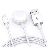 【2020最新型】Apple watch 充電ケーブル 2in1 磁気吸着 置くだけ充電 1m Watch Series 1/2/3/4/5 iPhone全シリーズに対応 (白)