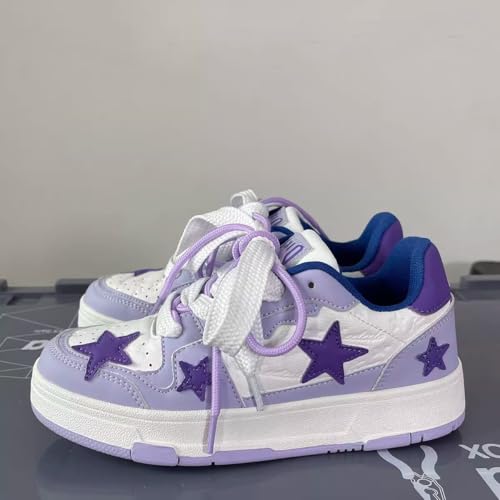 Y2K Preppy Star Chunky Sneakers - Retro Collegiate Color Block Chic Casual Walking Shoes for Trendy Women4