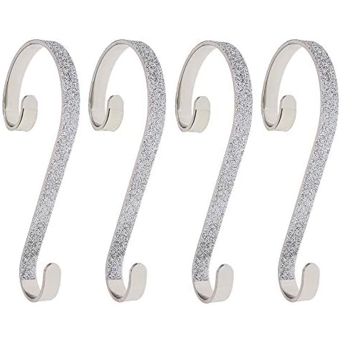 Haute Decor Stocking Scrolls Stocking Hanger - 4 Pack Glitter (Silver) Cover